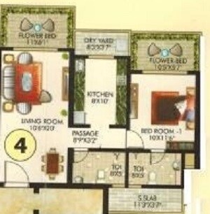 Floor plan of 1 BHK 521 Sq. Ft. Apartment in Shreenathji Odina, Mumbai
