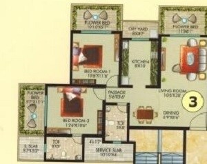 Floor plan of 2 BHK 623 Sq. Ft. Apartment in Shreenathji Odina, Mumbai