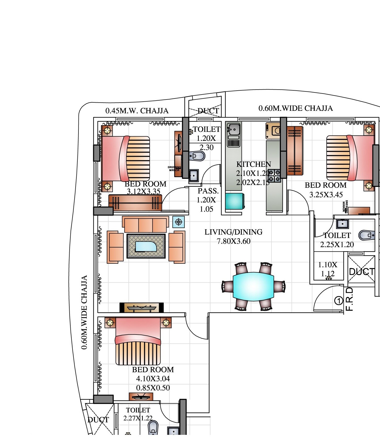 3 BHK 1032 Sq. Ft. Apartment