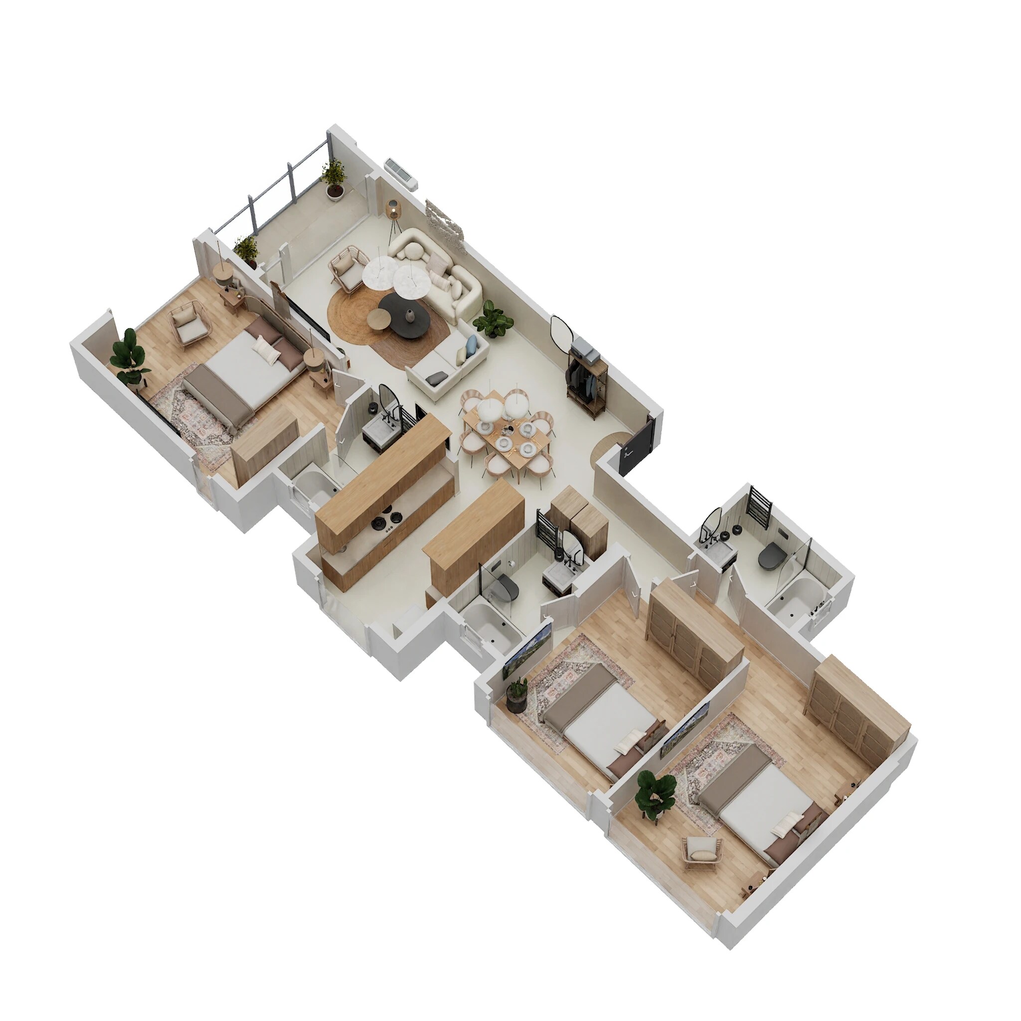 Floor plan of 3 BHK 1018 Sq. Ft. Apartment in Shreepati Jade Park, Mumbai