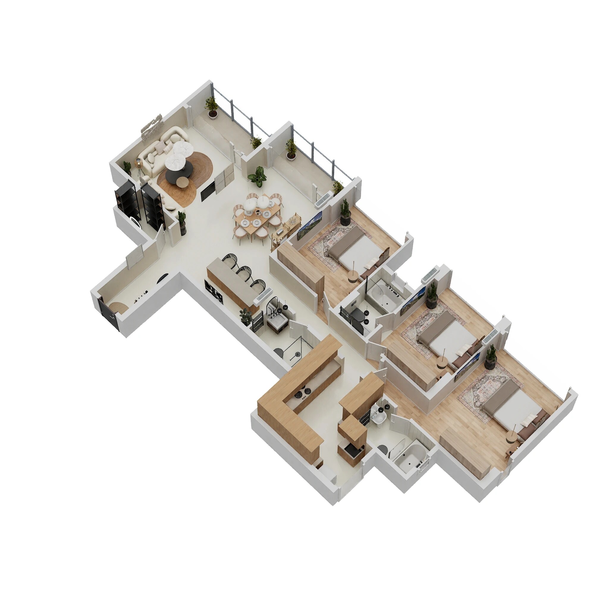Floor plan of 3 BHK 1224 Sq. Ft. Apartment in Shreepati Jade Park, Mumbai