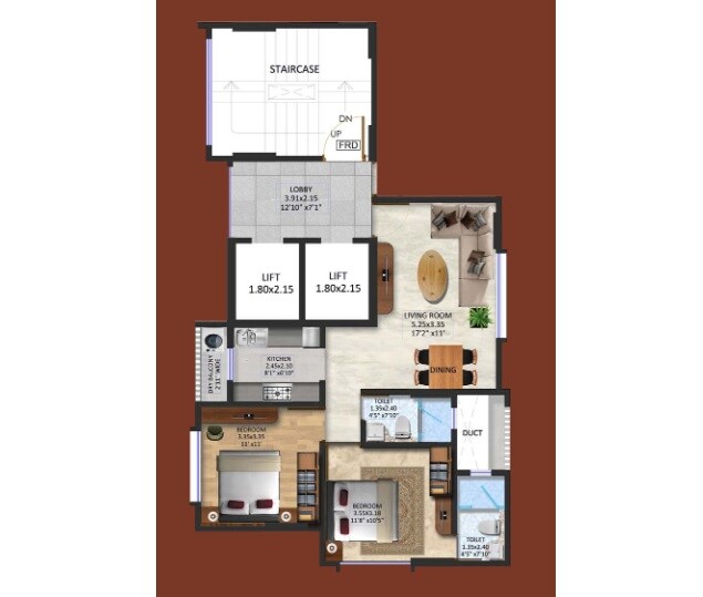 Floor plan of 2 BHK 721 Sq. Ft. Apartment in Shri Sati Girivan Shiv Kunj, Mumbai