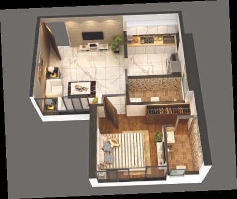 Floor plan of 1 BHK 460 Sq. Ft. Apartment in Shudhanshu Aniraj Tower CHS LTD, Mumbai
