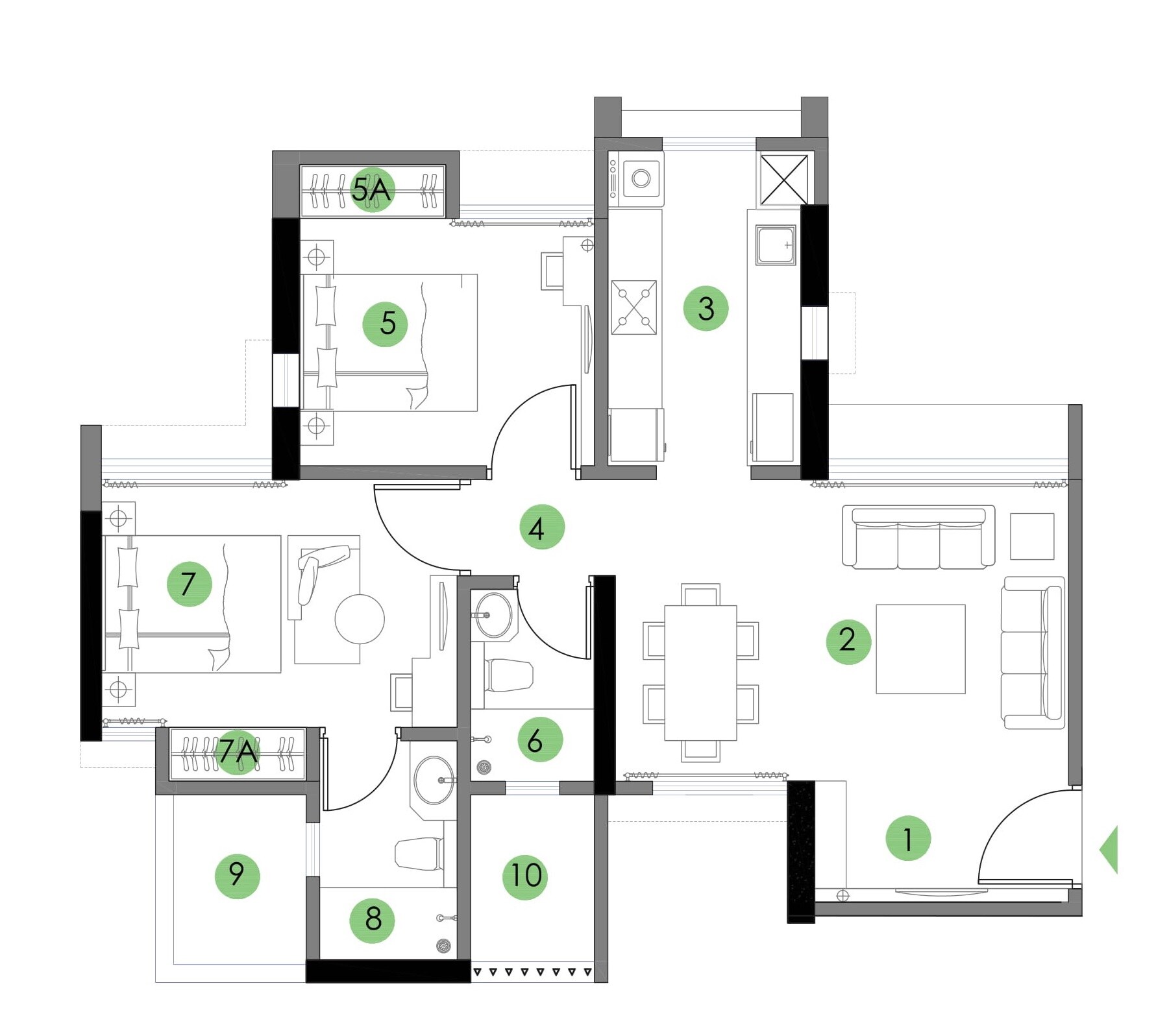 Floor plan of 2 BHK 775 Sq. Ft. Apartment in Siddha Sky, Mumbai