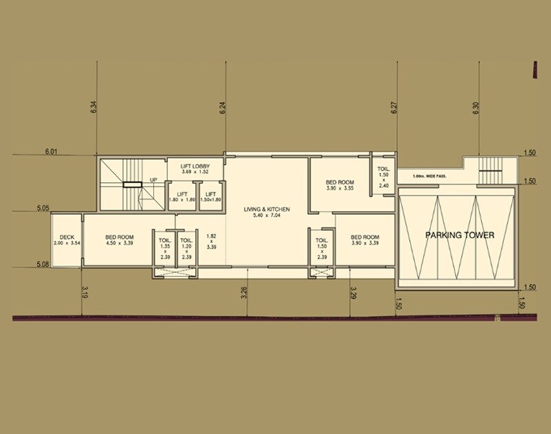 Floor plan of 3 BHK 1260 Sq. Ft. Apartment in Siddharth Rajita Villa, Mumbai