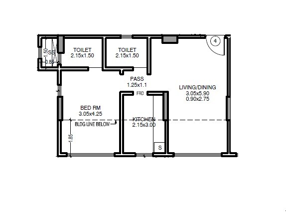 Floor plan of 1 BHK 509 Sq. Ft. Apartment in Silver Heights Santacruz, Mumbai