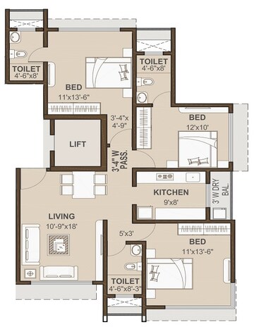  3 BHK Apartment at SKG Mumbadevi, Chembur – for Sale
