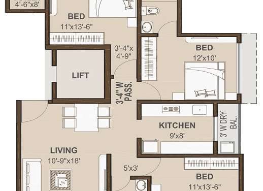 skg mumbadevi apartment 3 bhk 674sqft 20215813155829