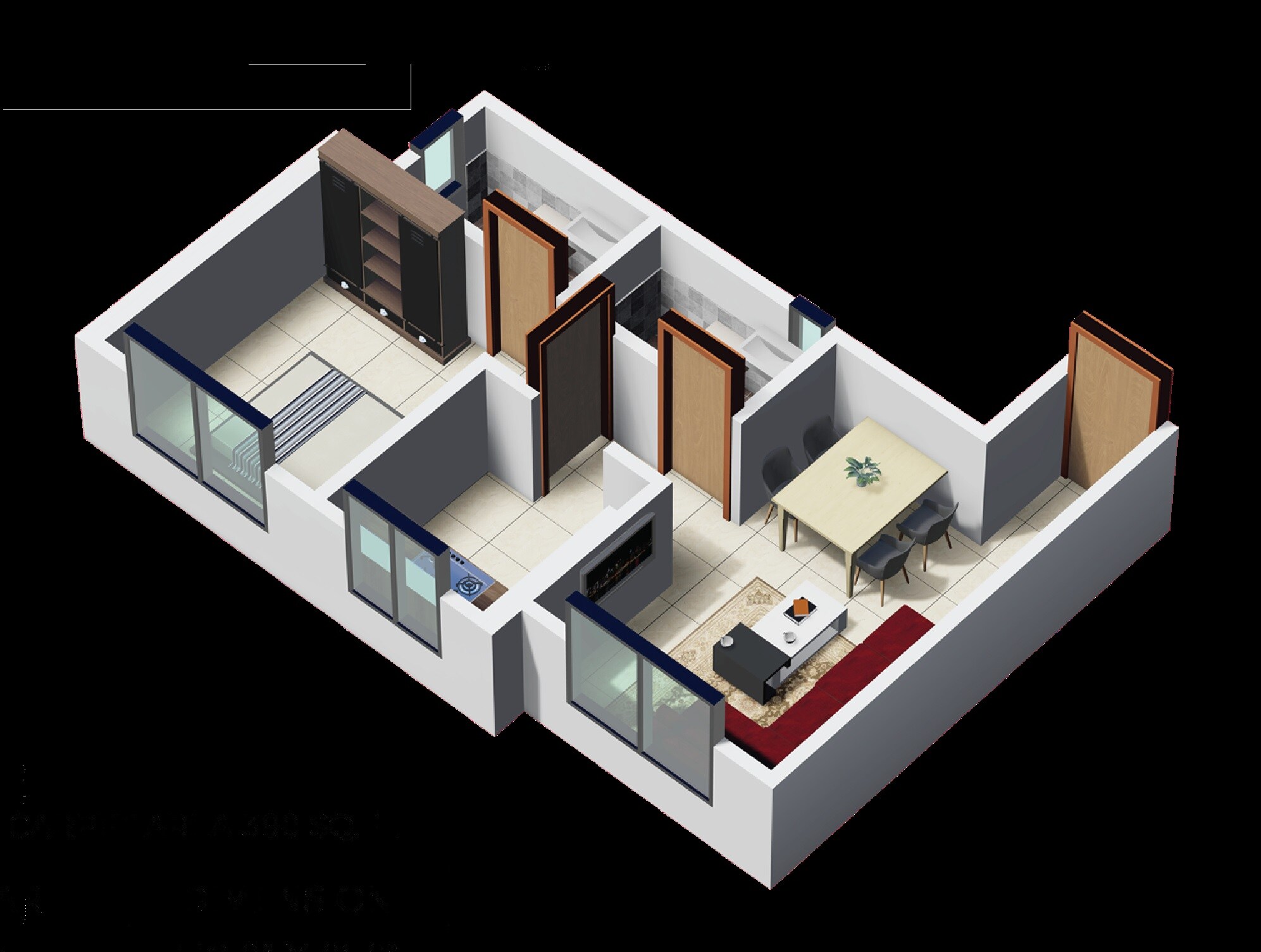 Floor plan of 1 BHK 400 Sq. Ft. Apartment in Sky Annex, Mumbai