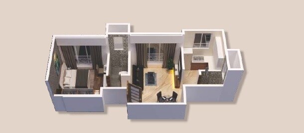 Floor plan of 1 BHK 477 Sq. Ft. Apartment in Sky Crest, Mumbai
