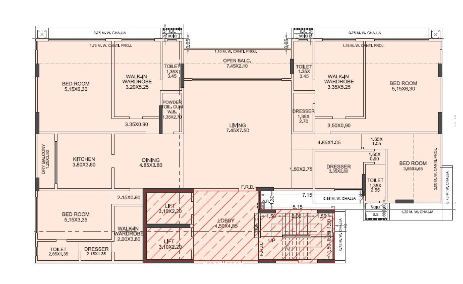 Floor plan of 4 BHK 3472 Sq. Ft. Apartment in Skyline Sky Imperia, Mumbai
