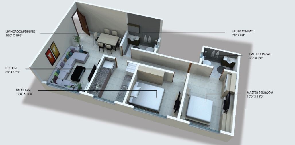 2 BHK 816 Sq. Ft. Apartment