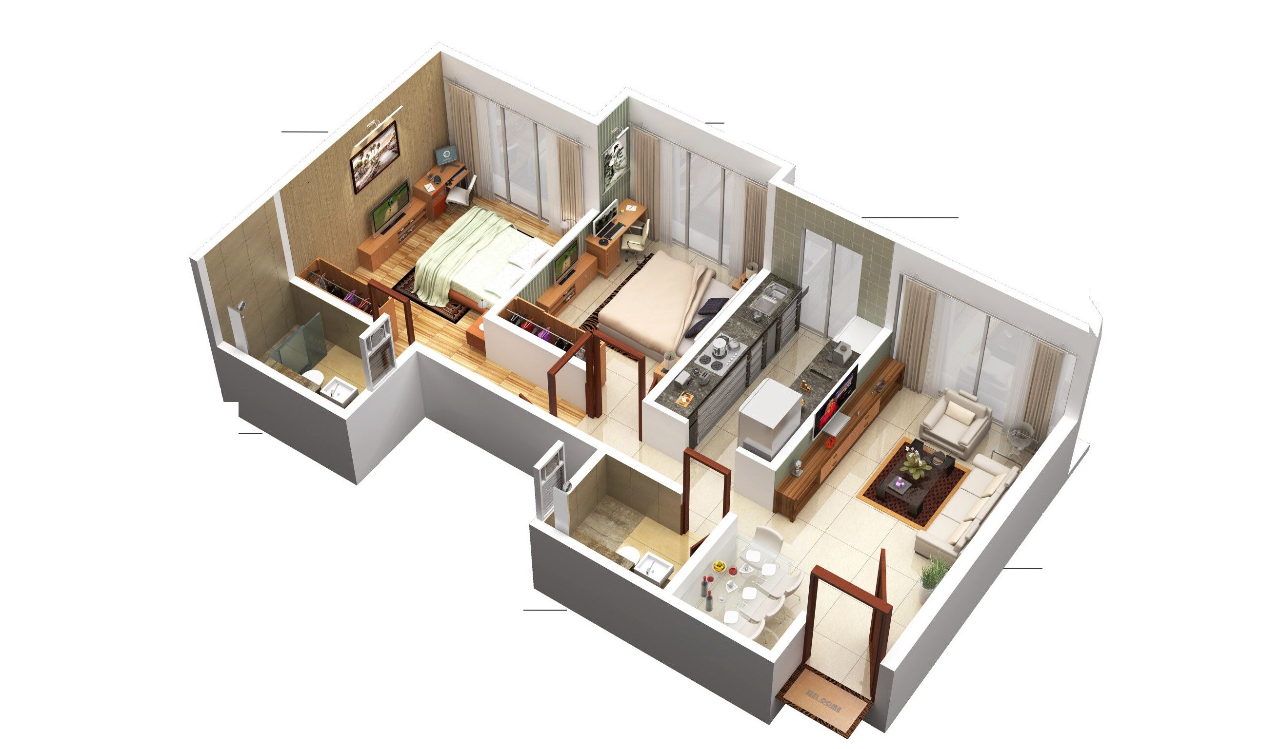 Floor plan of 1 BHK 448 Sq. Ft. Apartment in Skylon Spaces, Mumbai