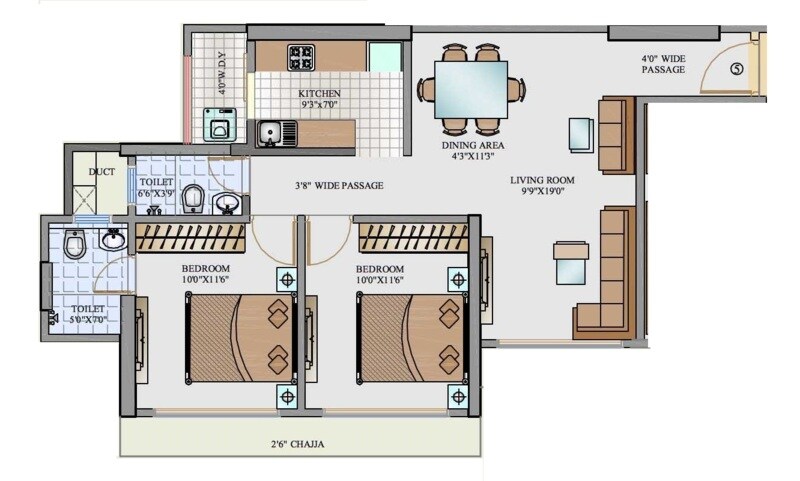  2 BHK Apartment at Smgk Associates Residency, Prabhat Nagar – for Rent