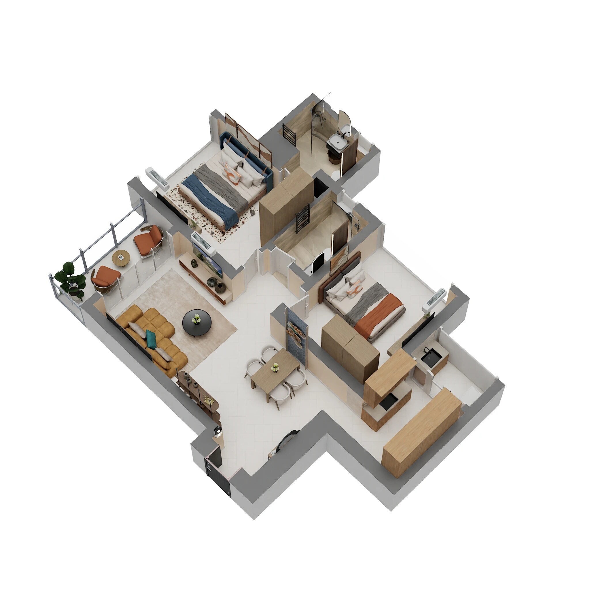 2 BHK 847 Sq. Ft. Apartment