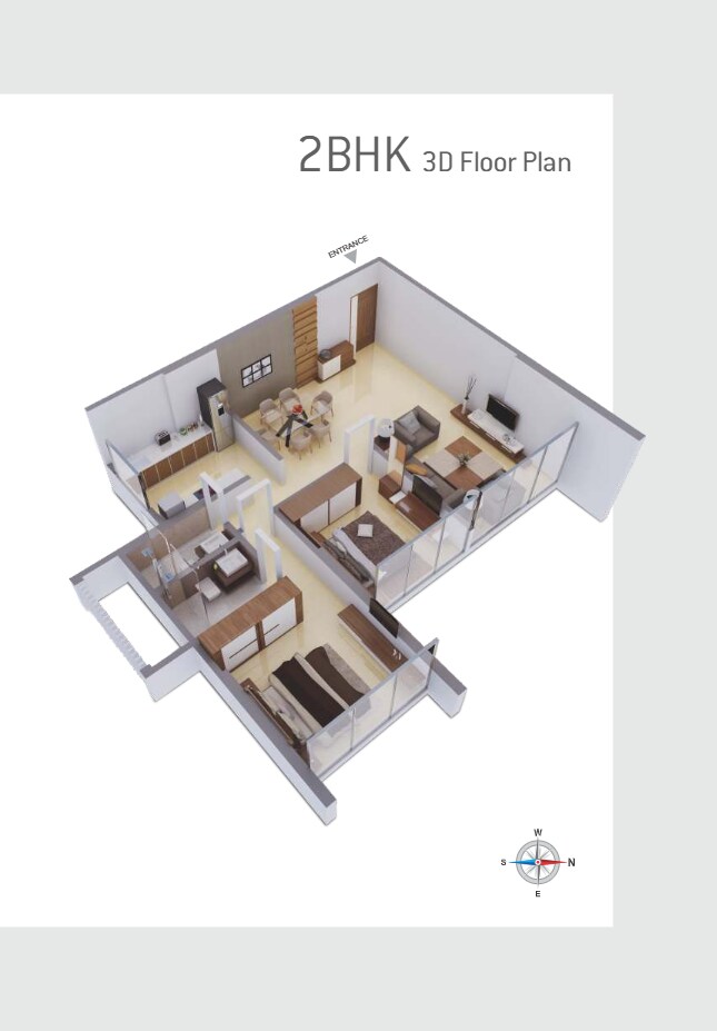 Floor plan of 2 BHK 1020 Sq. Ft. Apartment in Sona Asteria Heights, Mumbai