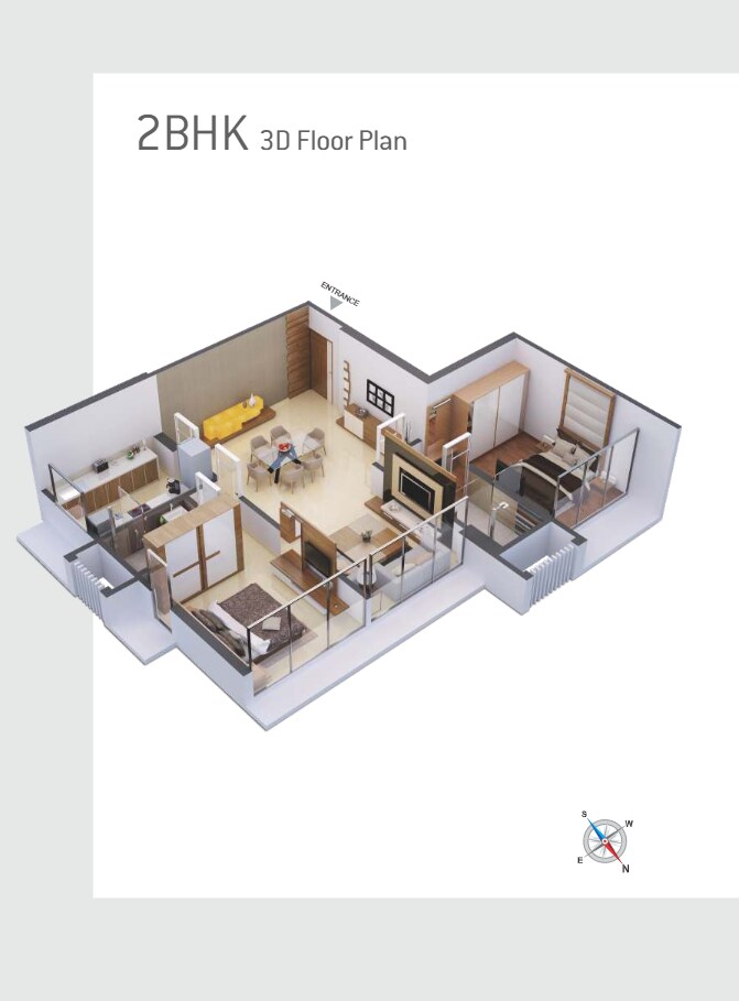 Floor plan of 2 BHK 866 Sq. Ft. Apartment in Sona Asteria Heights, Mumbai