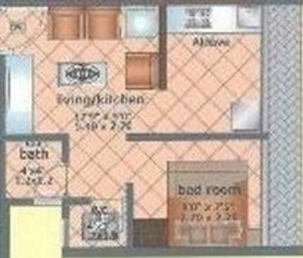 Floor plan of 1 BHK 432 Sq. Ft. Apartment in Sonal Heights Mumbai, Mumbai