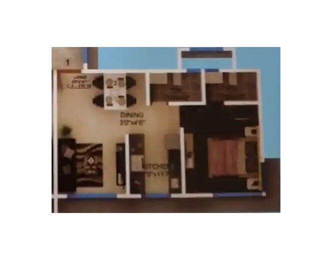 Floor plan of 1 BHK 435 Sq. Ft. Apartment in Sonal Shree Manik Vishwa, Mumbai