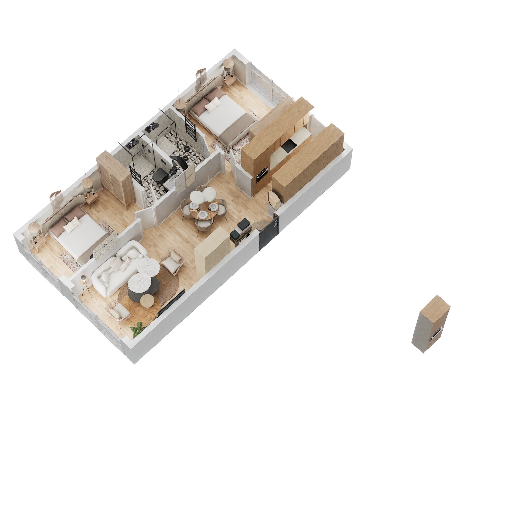 Floor plan of 2 BHK 624 Sq. Ft. Apartment in Spenta Alta Vista, Mumbai