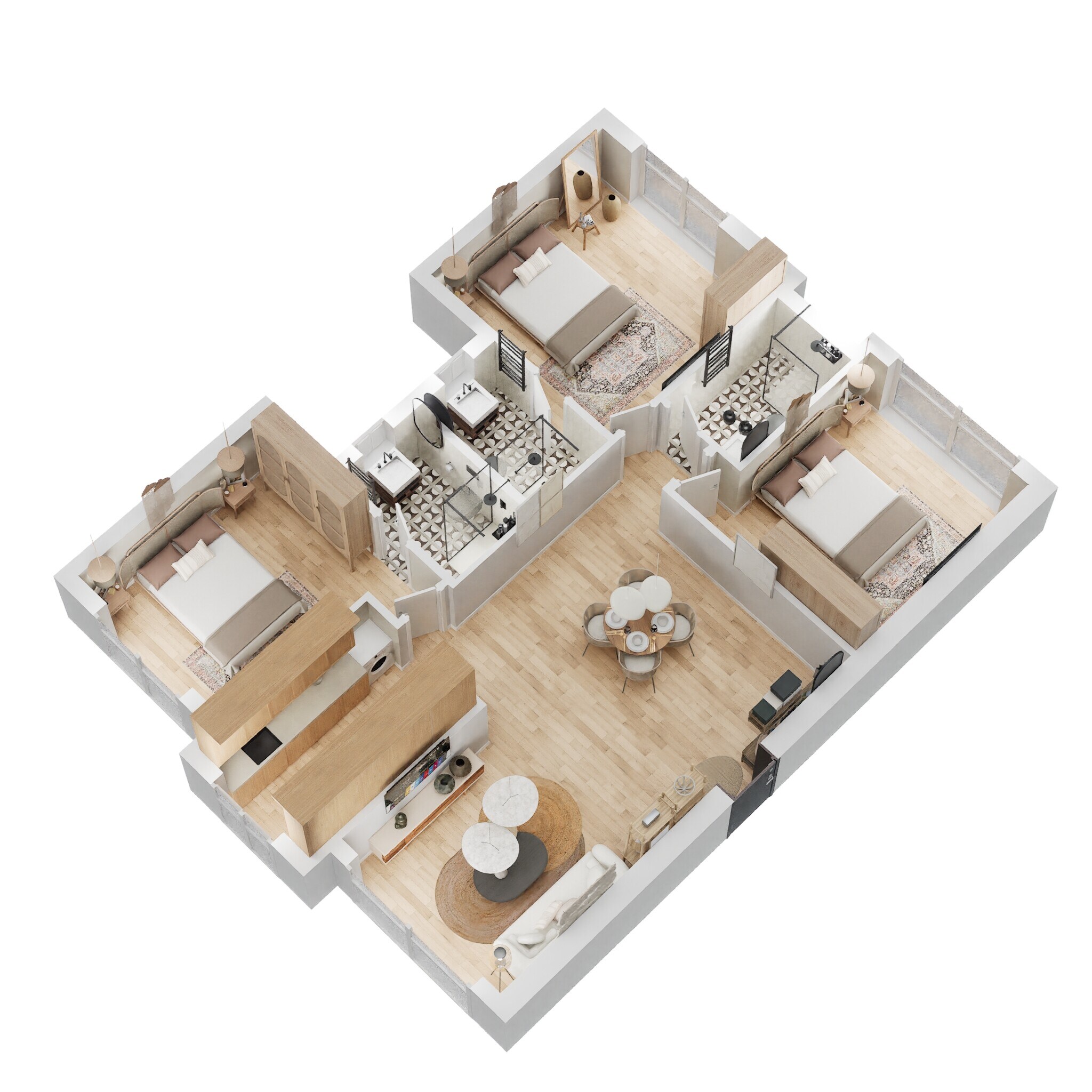 Floor plan of 3 BHK 956 Sq. Ft. Apartment in Spenta Alta Vista, Mumbai