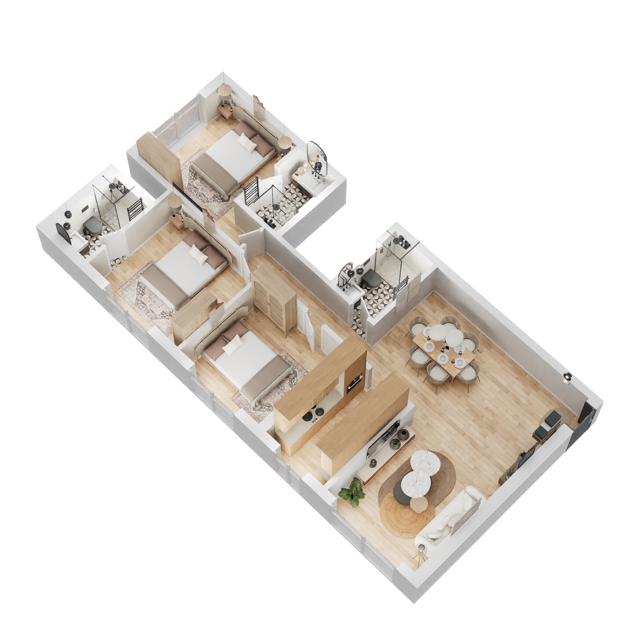 Floor plan of 3 BHK 912 Sq. Ft. Apartment in Spenta Alta Vista, Mumbai