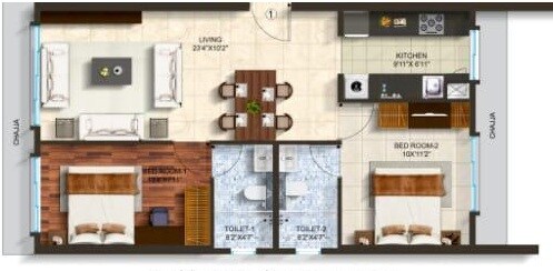 2 BHK 623 Sq. Ft. Apartment