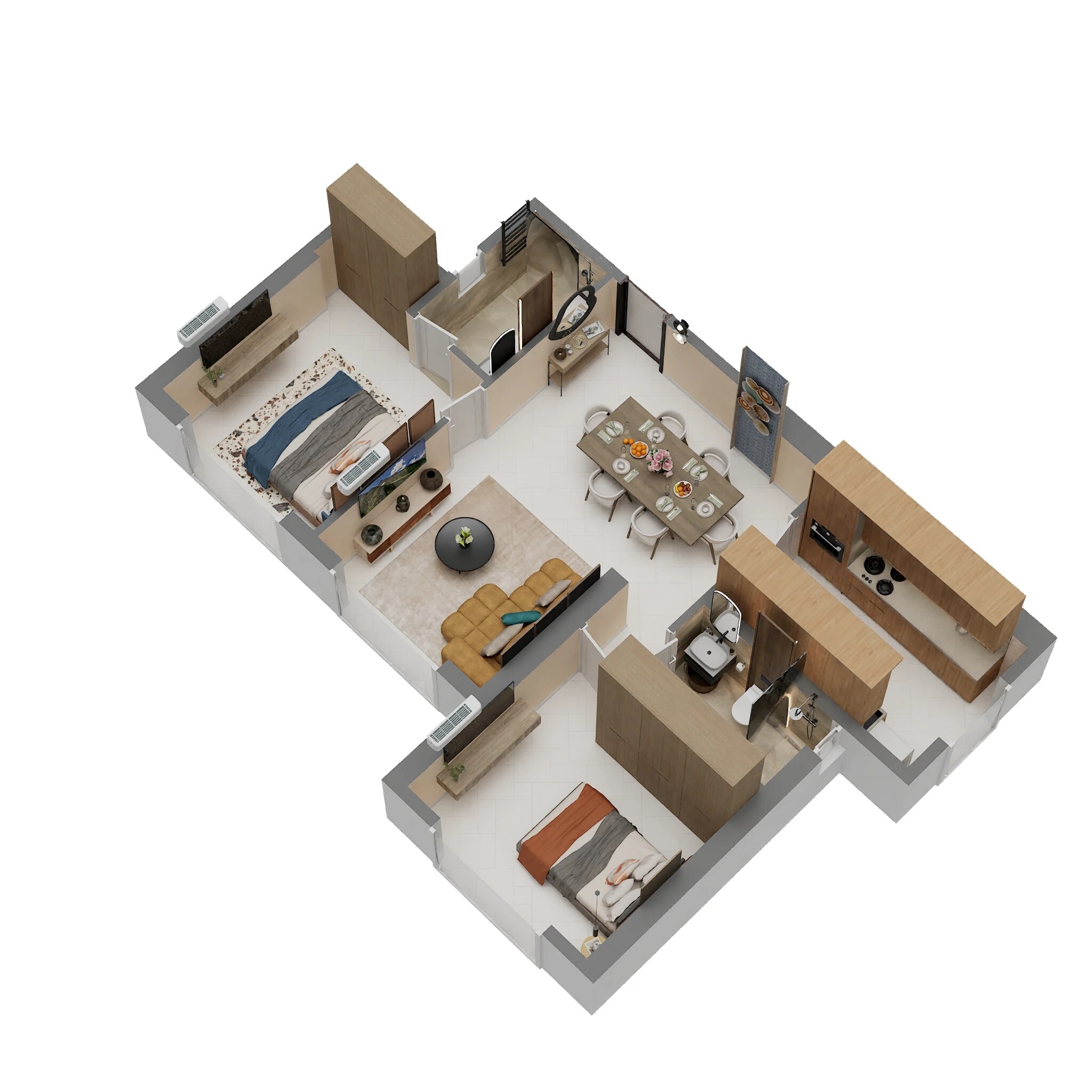 Floor plan of 2 BHK 754 Sq. Ft. Apartment in Spenta Stardeous, Mumbai