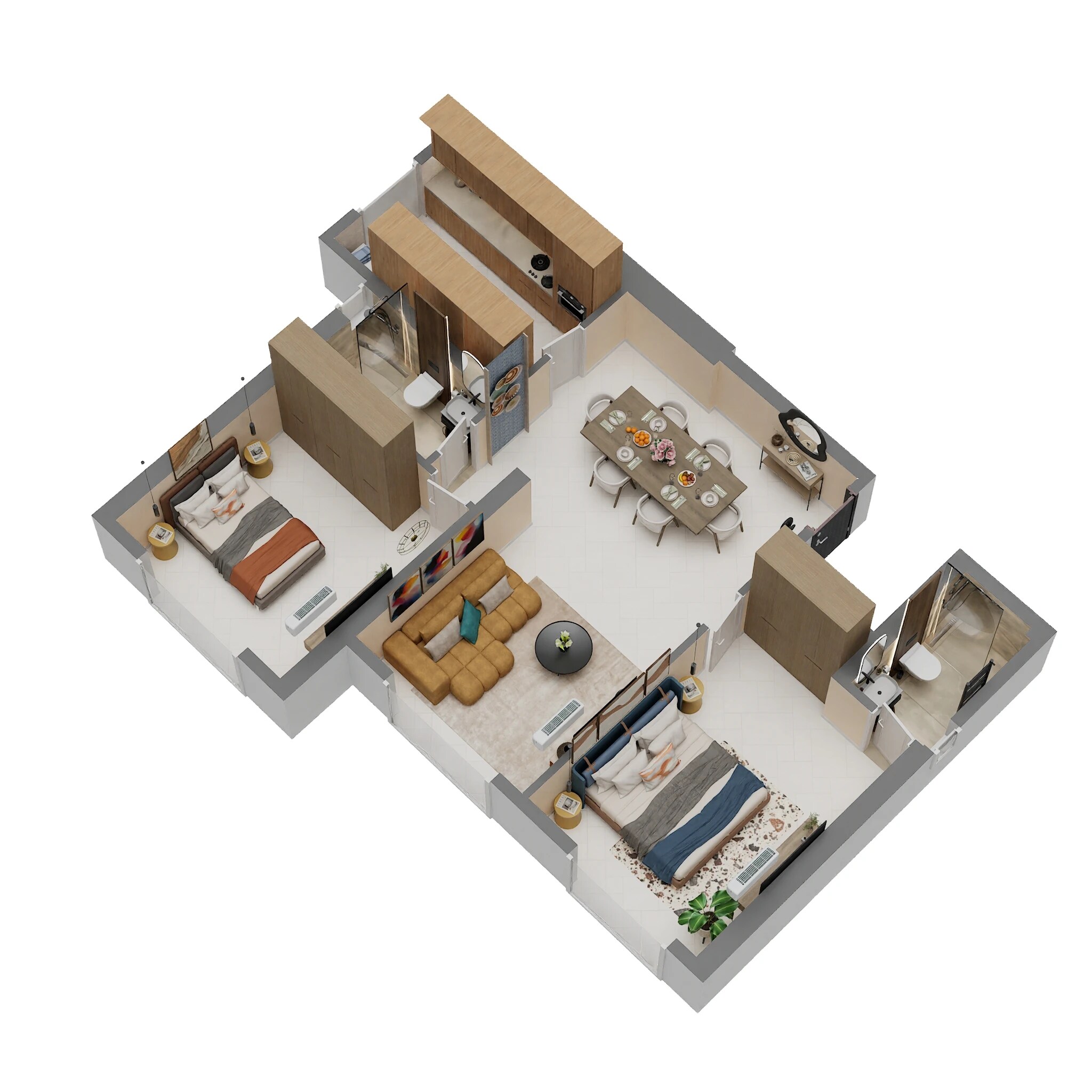 Floor plan of 2 BHK 831 Sq. Ft. Apartment in Spenta Stardeous, Mumbai