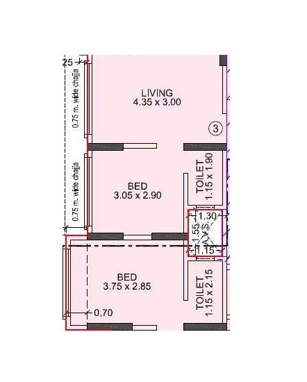 Floor plan of 2 BHK 601 Sq. Ft. Apartment in SRP Guru Shanti Niwas, Mumbai
