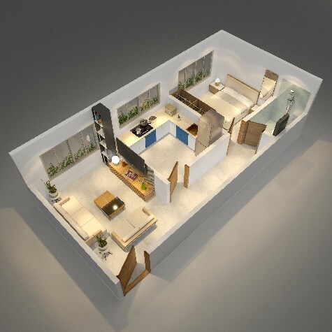 Floor plan of 1 BHK 399 Sq. Ft. Apartment in Srushti Raj Siddhi, Mumbai