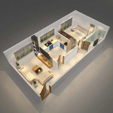 Floor plan of 1 BHK 399 Sq. Ft. Apartment in Srushti Raj Siddhi Chembur, Mumbai