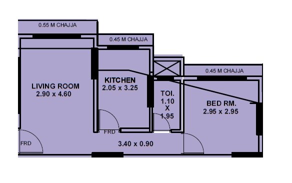 Floor plan of 1 BHK 400 Sq. Ft. Apartment in Srushti Raj Siddhi Chembur, Mumbai
