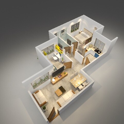 Floor plan of 2 BHK 522 Sq. Ft. Apartment in Srushti Raj Siddhi Chembur, Mumbai