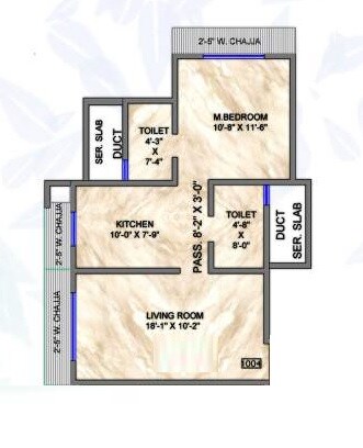 Floor plan of 1 BHK 495 Sq. Ft. Apartment in Ssakash Chandralekha CHSL, Mumbai