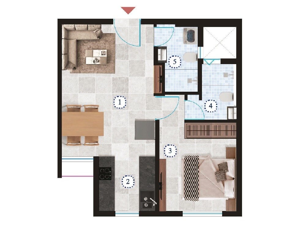 Floor plan of 1 BHK 406 Sq. Ft. Apartment in Starwing I Stay, Mumbai