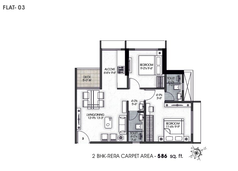 2 BHK 586 Sq. Ft. Apartment