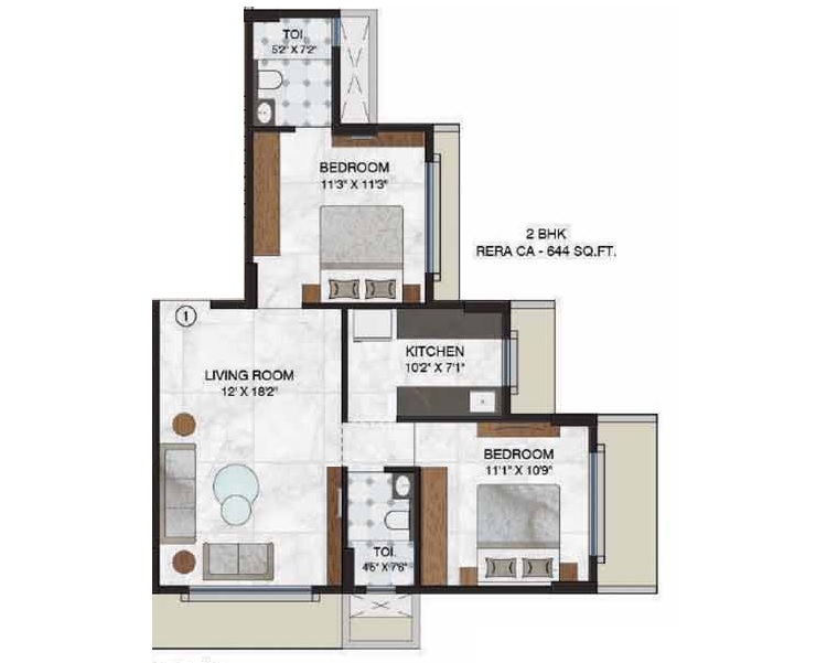 2 BHK 644 Sq. Ft. Apartment in Sudarsan Enclave Mumbai