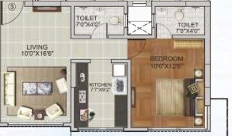 Floor plan of 1 BHK 457 Sq. Ft. Apartment in Sudhanshu Heights, Mumbai