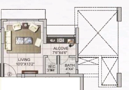 Floor plan of 201 Sq. Ft. Studio in Sudhanshu Heights, Mumbai
