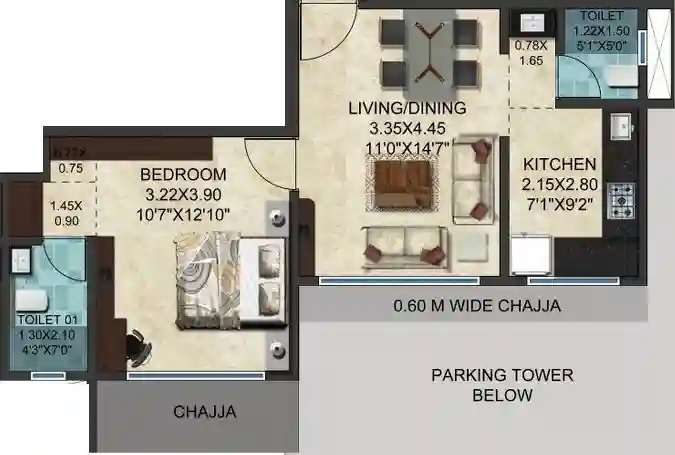 1 BHK 467 Sq. Ft. Apartment in Sugee Ganesh Niwas
