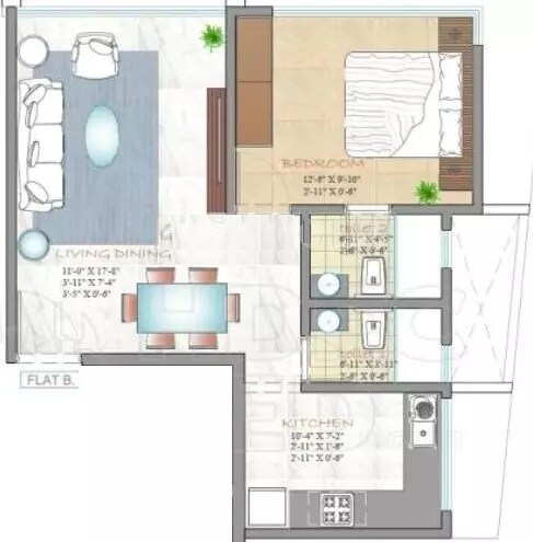 Floor plan of 1 BHK 488 Sq. Ft. Apartment in Sugee Hiranya, Mumbai