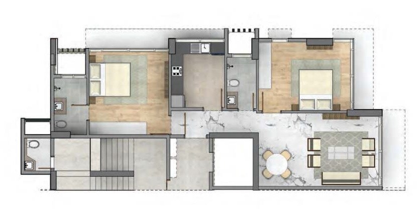 2 BHK 829 Sq. Ft. Apartment