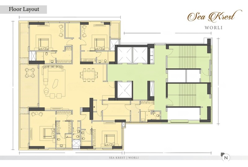 Floor plan of 4 BHK 4870 Sq. Ft. Apartment in Sugee Sea Krest, Mumbai