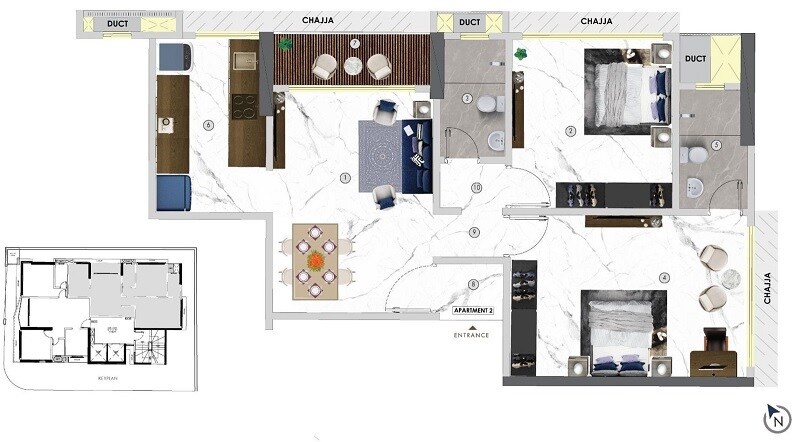 Floor plan of 2 BHK 800 Sq. Ft. Apartment in Sugee Sukrut, Mumbai