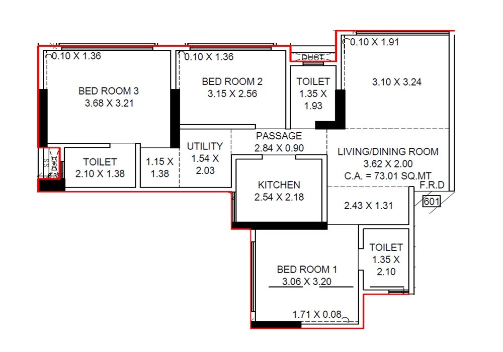 Floor plan of 3 BHK 786 Sq. Ft. Apartment in Sugee Vrundavan, Mumbai