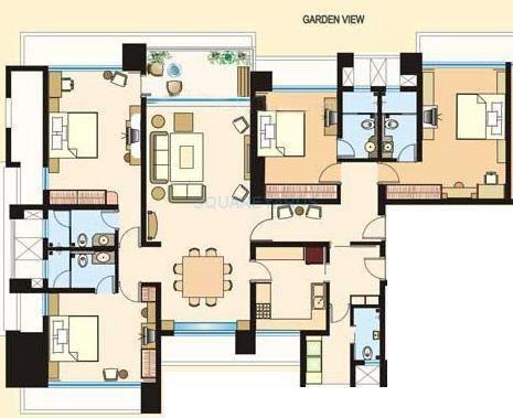 Floor plan of 4 BHK 2650 Sq. Ft. Apartment in Sumer Trinity Towers, Mumbai