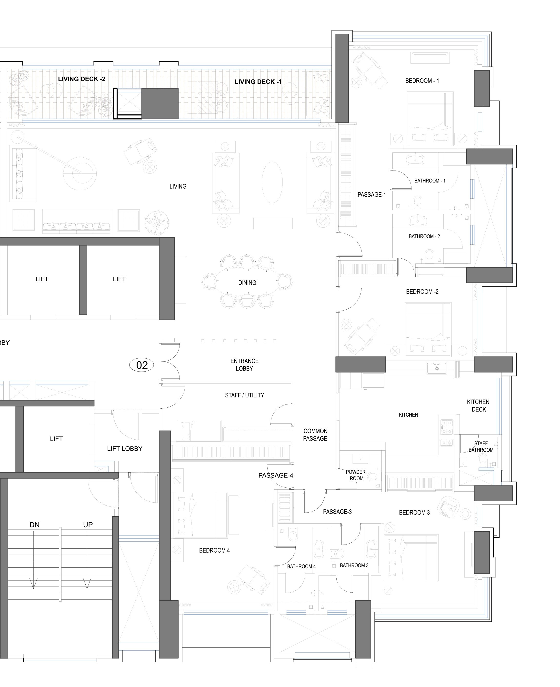 Floor plan of 4 BHK 3173 Sq. Ft. Apartment in Sumer Trinity Vertical, Mumbai