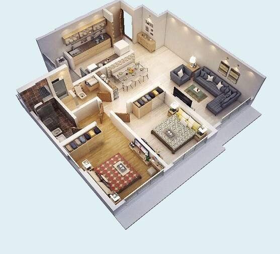 Floor plan of 2 BHK 926 Sq. Ft. Apartment in Sumit Garden Grove, Mumbai