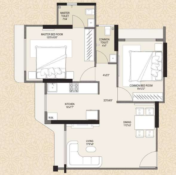 2 BHK 651 Sq. Ft. Apartment in Sumit Proxima